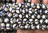 CAA6202 10mm faceted round AB-Color electroplated Tibetan Agate beads