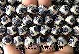 CAA6213 15 inches 12mm faceted round electroplated Tibetan Agate beads