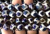 CAA6218 12mm faceted round AB-Color electroplated Tibetan Agate beads