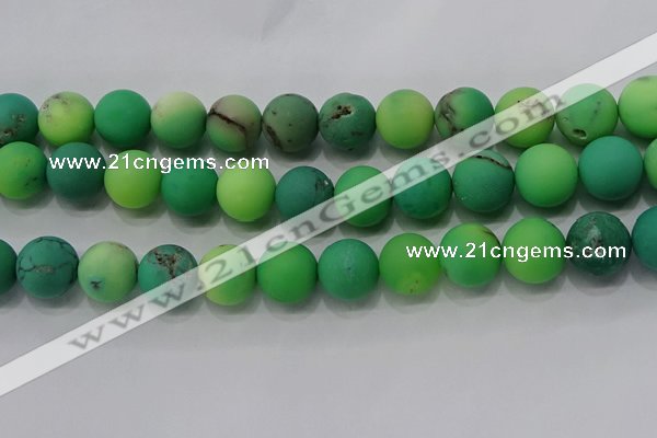 CAA1154 15.5 inches 12mm round matte grass agate beads wholesale