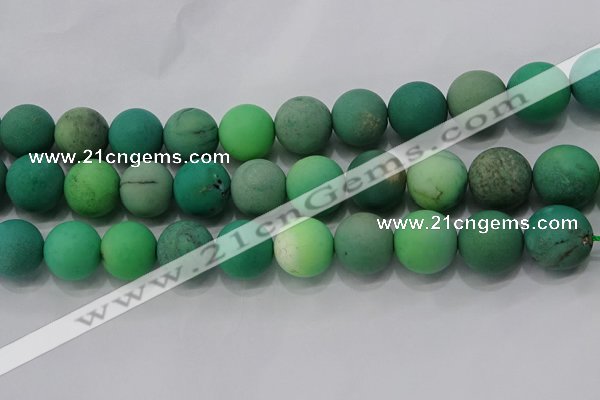 CAA1155 15.5 inches 14mm round matte grass agate beads wholesale