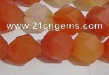 CAA1239 15.5 inches 12mm faceted nuggets matte red agate beads