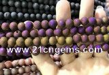 CAA1294 15.5 inches 8mm round matte plated druzy agate beads