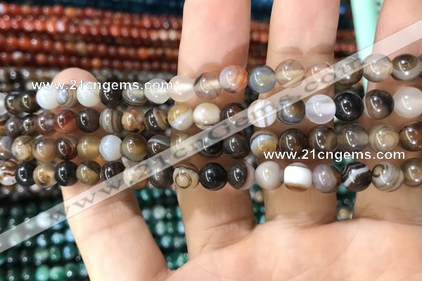 CAA1537 15.5 inches 6mm round banded agate beads wholesale