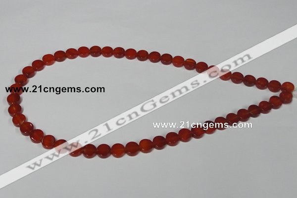 CAA154 15.5 inches 8mm coin red agate gemstone beads