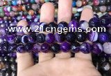 CAA1652 15.5 inches 10mm faceted round banded agate beads