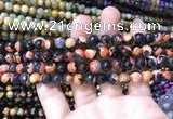 CAA1762 15 inches 8mm faceted round fire crackle agate beads