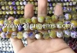 CAA1781 15 inches 10mm faceted round fire crackle agate beads