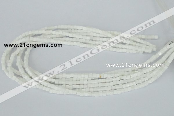 CAA18 15.5 inches 4*4mm cube white agate gemstone beads wholesale
