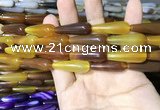 CAA2067 15.5 inches 10*30mm teardrop agate beads wholesale