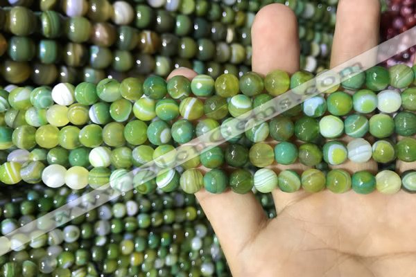 CAA2270 15.5 inches 4mm faceted round banded agate beads