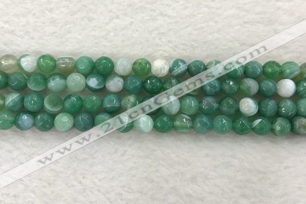 CAA2279 15.5 inches 8mm faceted round banded agate beads
