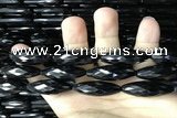 CAA2506 15.5 inches 10*30mm faceted rice black agate beads wholesale