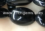 CAA2538 15.5 inches 10*14mm oval black agate beads wholesale