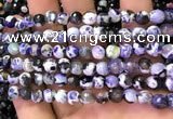 CAA2905 15 inches 6mm faceted round fire crackle agate beads wholesale