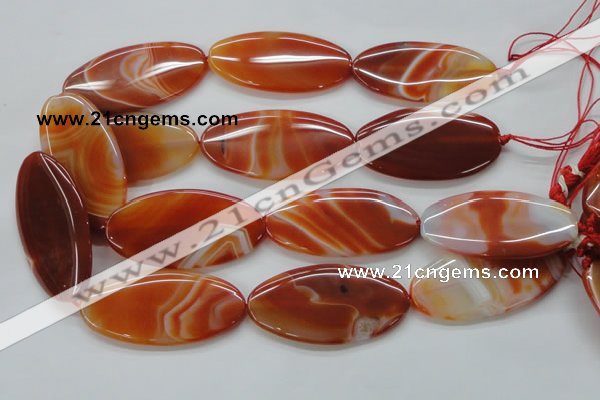 CAA296 15.5 inches 30*60mm oval red line agate gemstone beads