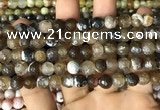 CAA2987 15 inches 8mm faceted round fire crackle agate beads wholesale