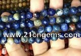 CAA2998 15 inches 8mm faceted round fire crackle agate beads wholesale
