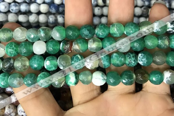 CAA3000 15 inches 8mm faceted round fire crackle agate beads wholesale