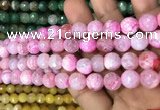 CAA3068 15 inches 10mm faceted round fire crackle agate beads wholesale