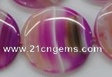 CAA311 15.5 inches 34mm flat round fuchsia line agate beads