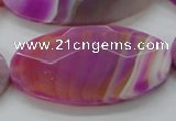 CAA317 15.5 inches 30*60mm faceted oval fuchsia line agate beads