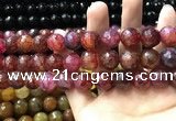 CAA3197 15 inches 14mm faceted round fire crackle agate beads wholesale