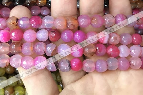 CAA3351 15 inches 8mm faceted round agate beads wholesale