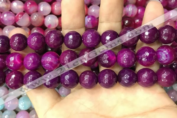 CAA3401 15 inches 12mm faceted round agate beads wholesale