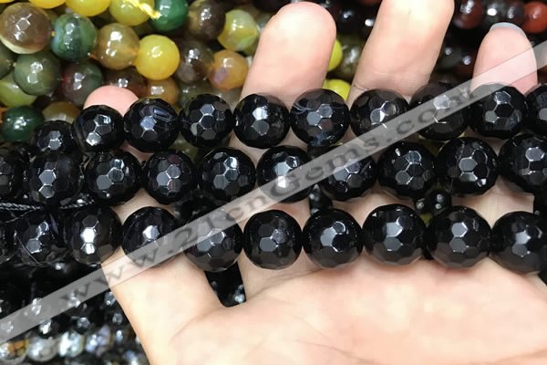 CAA3412 15 inches 12mm faceted round agate beads wholesale