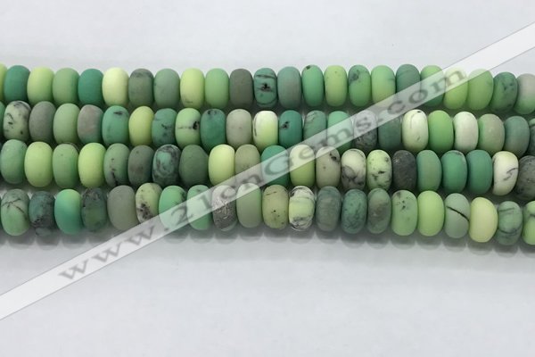 CAA3524 15.5 inches 6*10mm rondelle matte grass agate beads wholesale