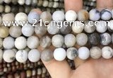 CAA3590 15.5 inches 12mm round matte ocean fossil agate beads