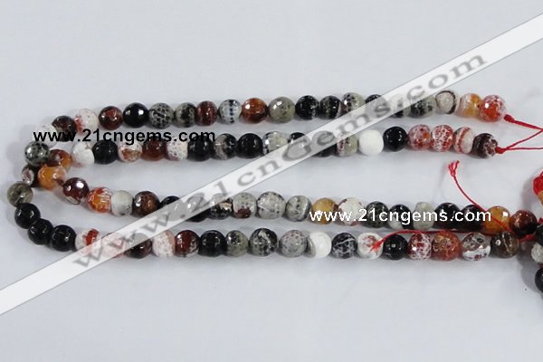 CAA385 15.5 inches 10mm faceted round fire crackle agate beads
