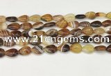 CAA4686 15.5 inches 10*14mm flat teardrop banded agate beads wholesale