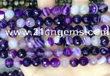 CAA5179 15.5 inches 8mm faceted round banded agate beads