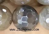 CAA5565 15 inches 12mm faceted round AB-color banded agate beads