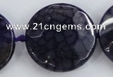 CAA569 15.5 inches 35mm faceted flat round dragon veins agate beads
