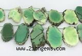 CAA5709 Top drilled 25*30mm - 40*50mm freeform grass agate beads