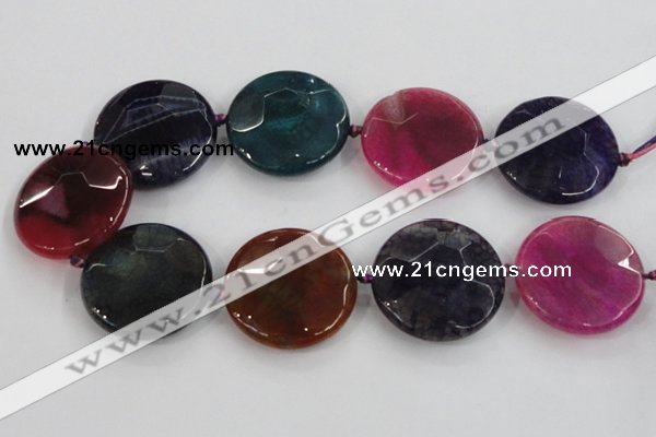 CAA574 15.5 inches 45mm faceted flat round dragon veins agate beads