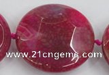 CAA576 15.5 inches 45mm faceted flat round dragon veins agate beads