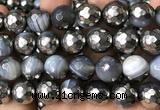 CAA5879 15 inches 6mm,8mm,10mm & 12mm faceted round electroplated banded agate beads