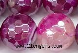 CAA5999 15 inches 14mm faceted round AB-color line agate beads