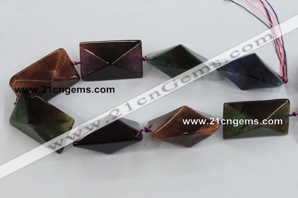 CAA605 15.5 inches 30*30*45mm pyramid dragon veins agate beads
