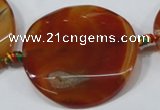 CAA696 15.5 inches 42mm-44mm twisted coin agate gemstone beads