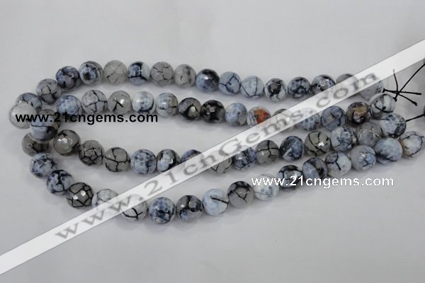 CAA717 15.5 inches 12mm faceted round fire crackle agate beads