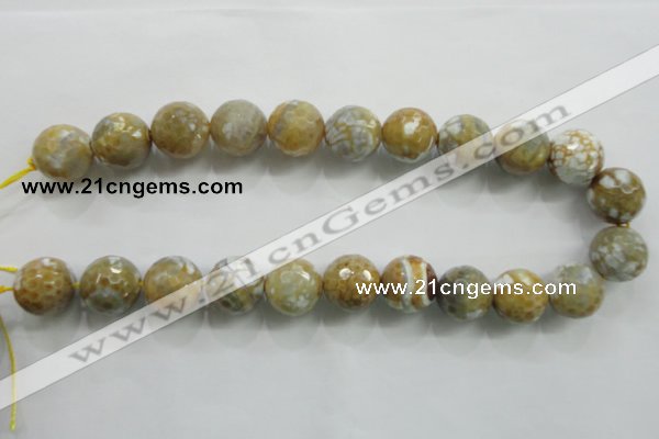 CAA820 15.5 inches 18mm faceted round fire crackle agate beads