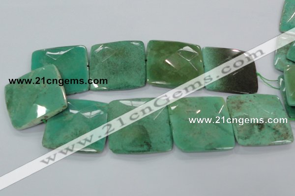 CAA98 15.5 inches 45*45mm faceted square grass agate gemstone beads