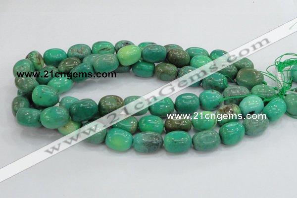 CAB04 15.5 inches 12*20mm nugget green grass agate gemstone beads
