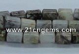 CAB132 15.5 inches 8*10mm column bamboo leaf agate beads