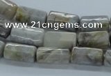 CAB134 15.5 inches 8*16mm faceted column bamboo leaf agate beads